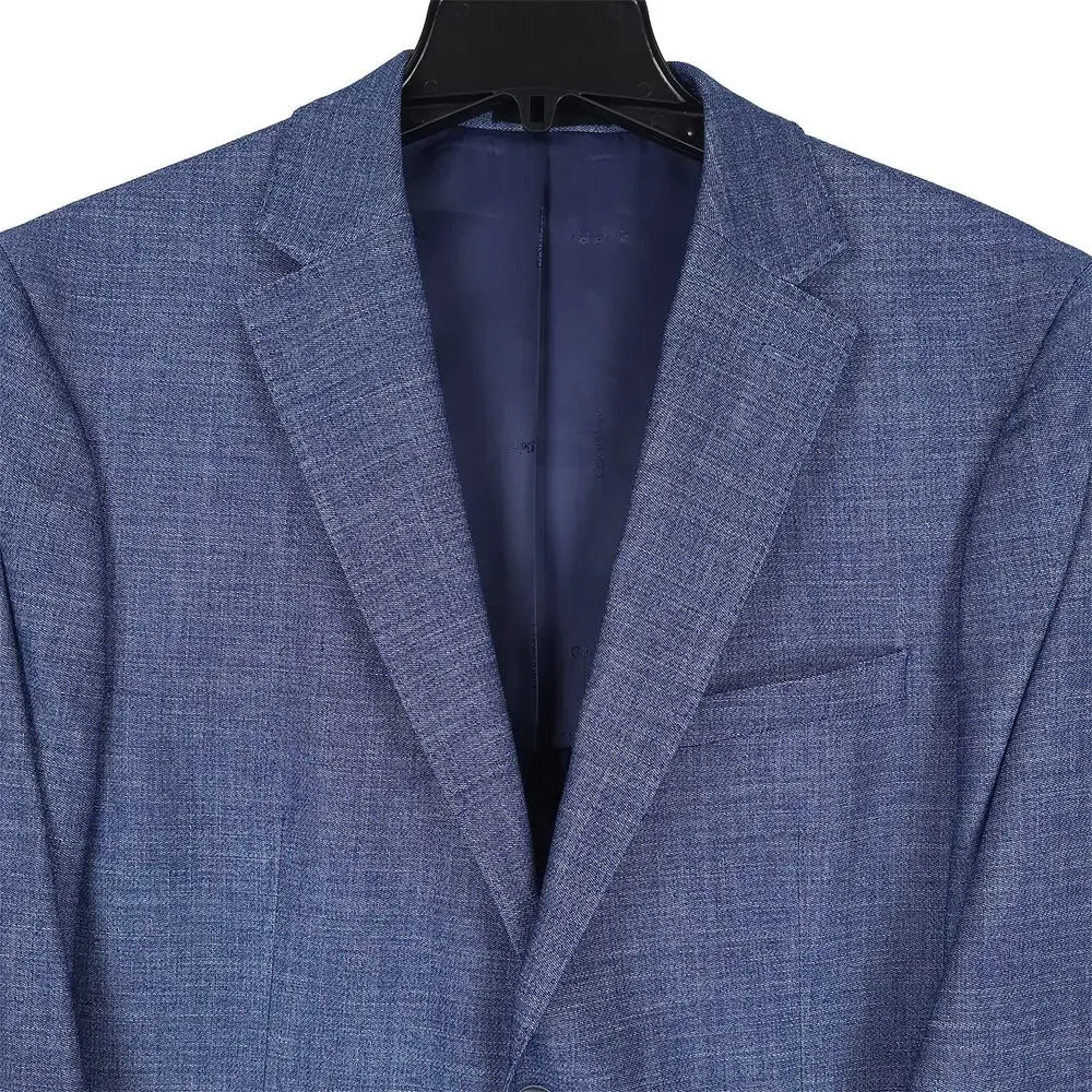 Calvin Klein Mens Slim Fit Sport Coat Blazer 44R Blue Solid Stretch NWOT